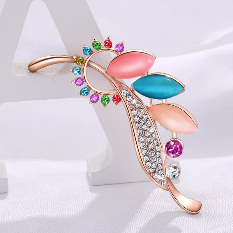 High-end Retro Mutiara Zirkon Bros Opal Swan Kupu-kupu Merak Bunga Berlian Imitasi Bros Aksesoris indah-7#