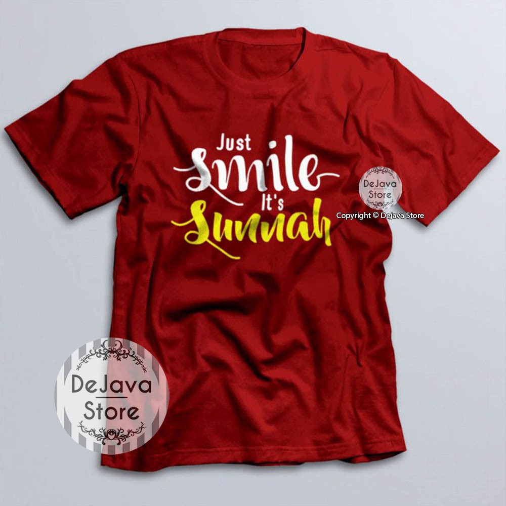Kaos Dakwah Islami SMILE IS SUNNAH - Tshirt Baju Distro Muslim Santri Eksklusif | 014-MAROON