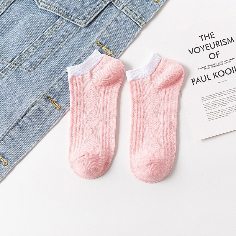 BEE - Kaos Kaki Korea Style Fashion Casual Sport Motif Garis Bahan Katun Warna Polos Sock SC 21-PINK