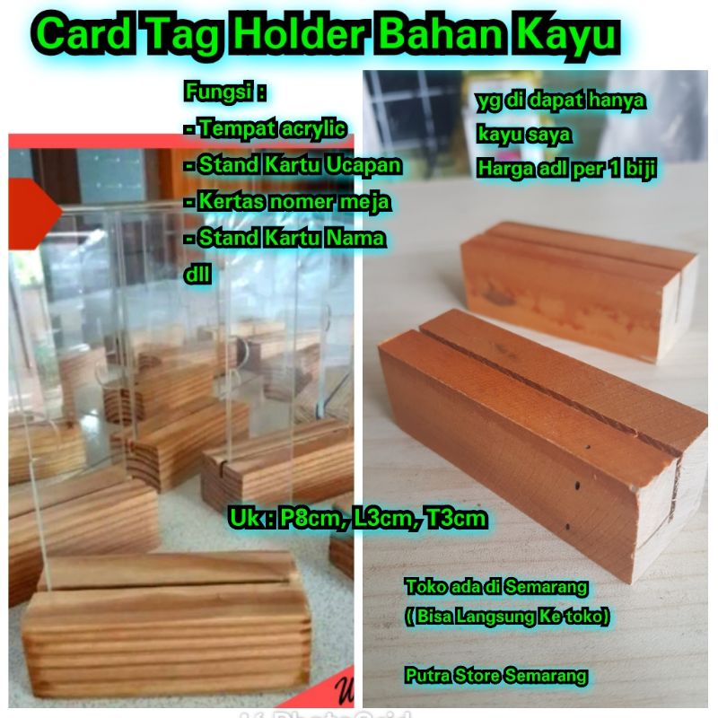 

Holder kartu nama Bahan Kayu Wood card tag Dudukan Nomer meja dll