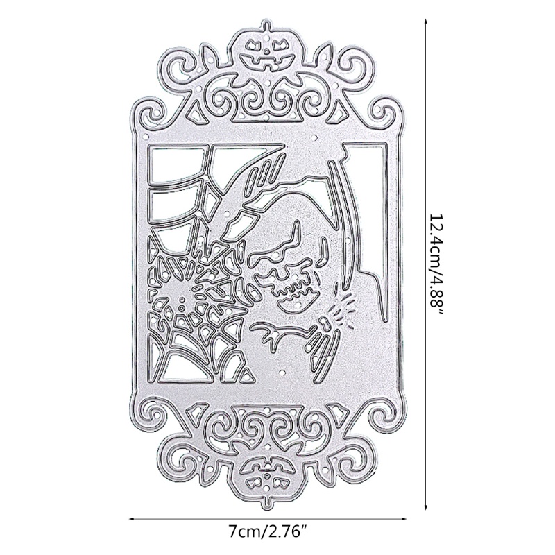 Cetakan Stensil Cutting Dies Motif Tengkorak Halloween Bahan Metal Untuk Scrapbook / Craft DIY