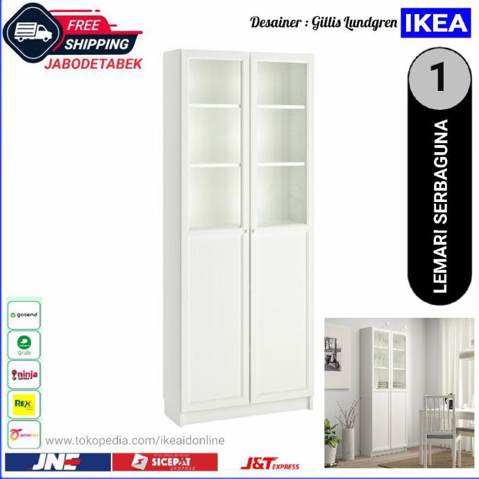 UNIT KABINET LEMARI BUKU / RAK DISPLAY / PAJANGAN PINTU KACA - IKEA