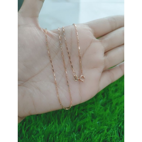 KALUNG RANTAI BALOK MINI PAPERCLIP / KALUNG PERAK ASLI SILVER 925 LAPIS EMAS/ KALUNG FASHION WANITA TERBARU