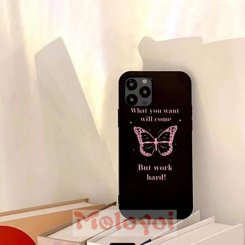 Soft Case Tpu Glossy Motif Kupu-Kupu Untuk IPhone 7 8 Plus XR 11 13 12 Pro Max 8 X XS Max SE 2020