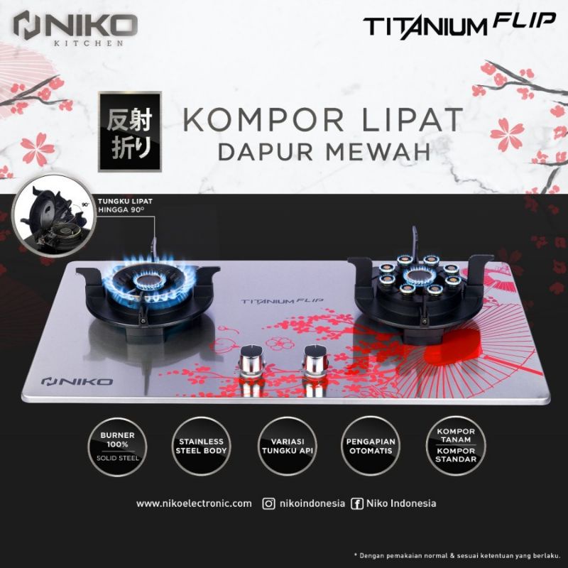 NIKO KOMPOR TANAM LIPAT 2TUNGKU TITANIUM FLIP