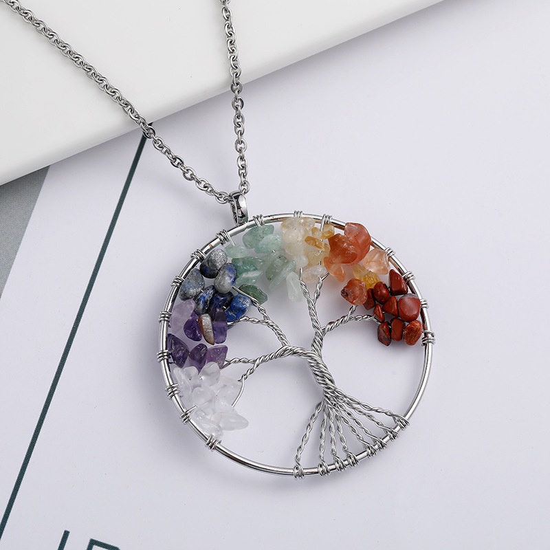 Kalung Liontin Pohon Kehidupan 7 Chakra Handmade Untuk Wanita