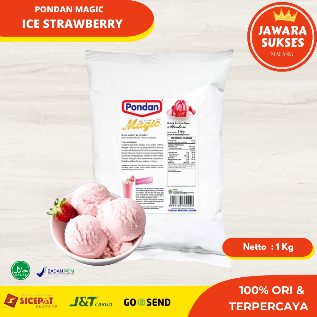 

Pondan Ice Cream Stroberi 1 Kg | Bubuk Es Krim Instan Strawberry