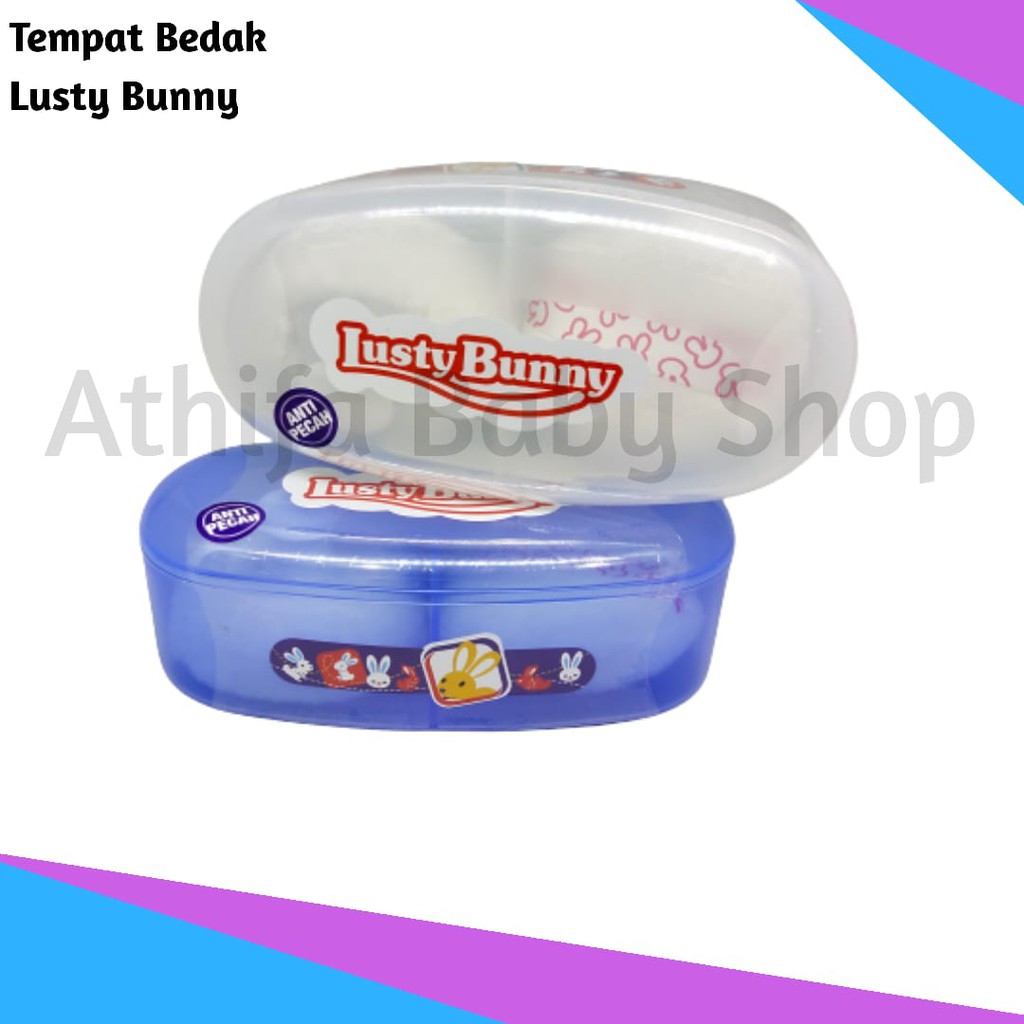 Tempat Bedak Bayi Lusty Bunny Anti Pecah 2 in 1 Tempat Bedak Tabur Bayi TB-1530 Ovale Case BPA FREE