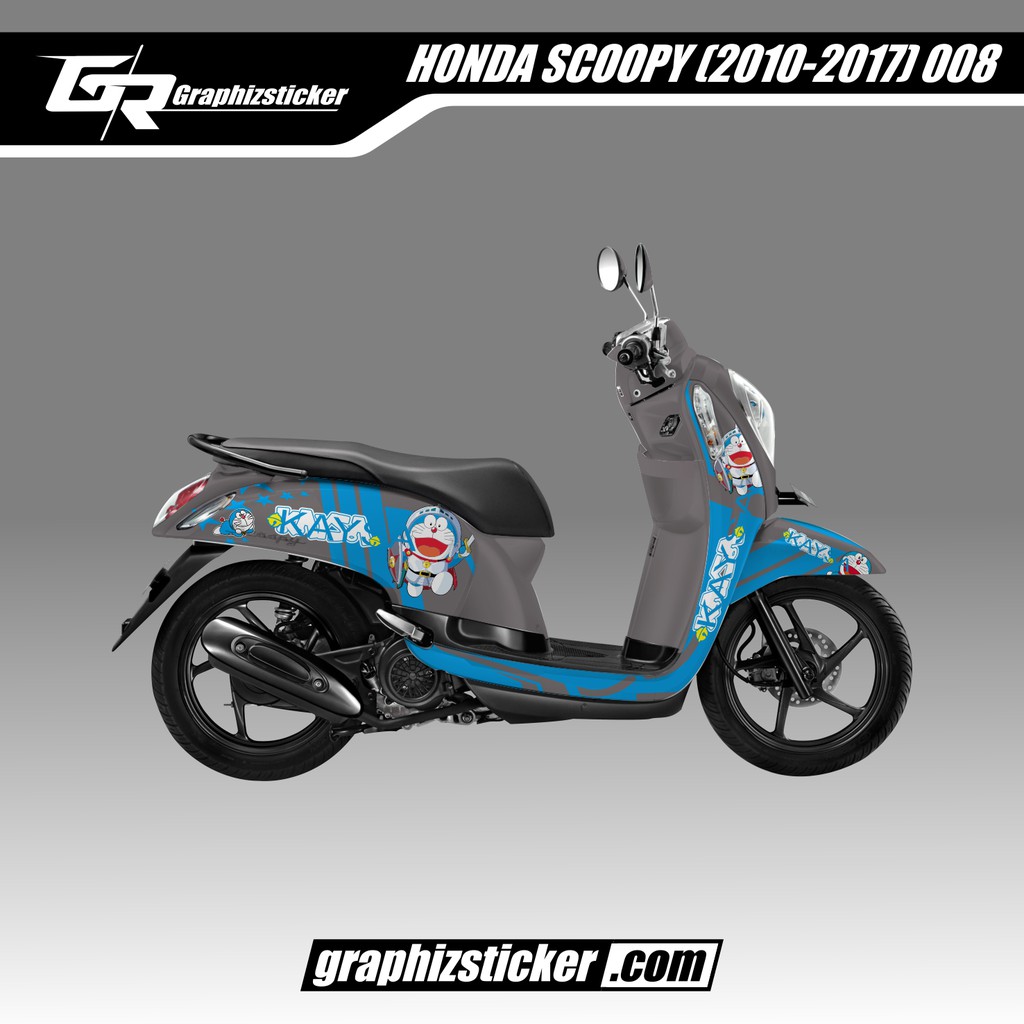 DECAL STICKER MOTOR HONDA SCOOPY DORAEMON BIRU