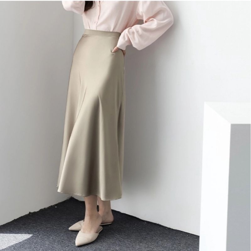 MDLV ~ 7884 Genevieve Midi Skirt Premium Women Satin Skirt Rok Midi Satin Rok Premium Rok Satin Best seller Fashion Import