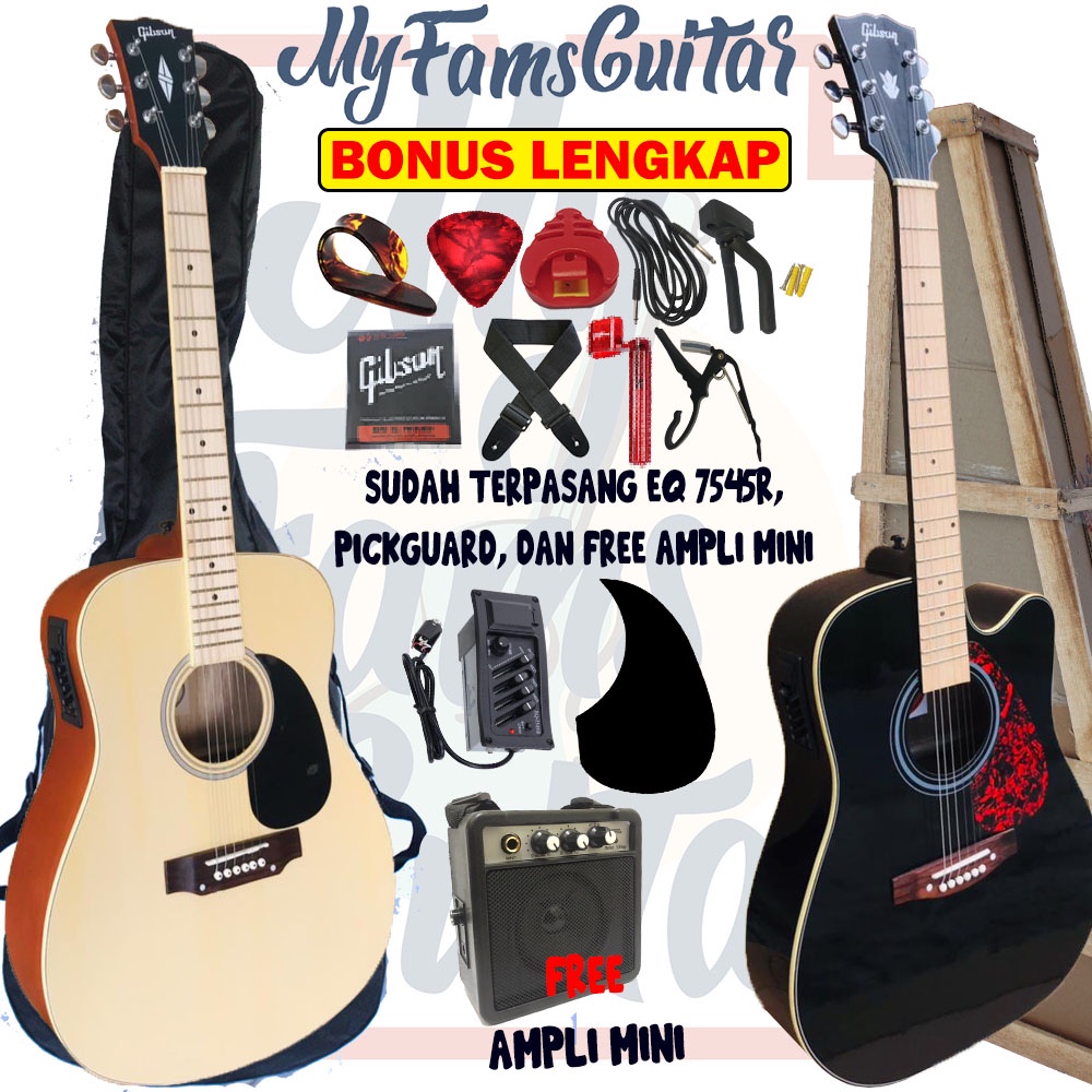 gitar gibson jumbo akustik elektrik packing kayu