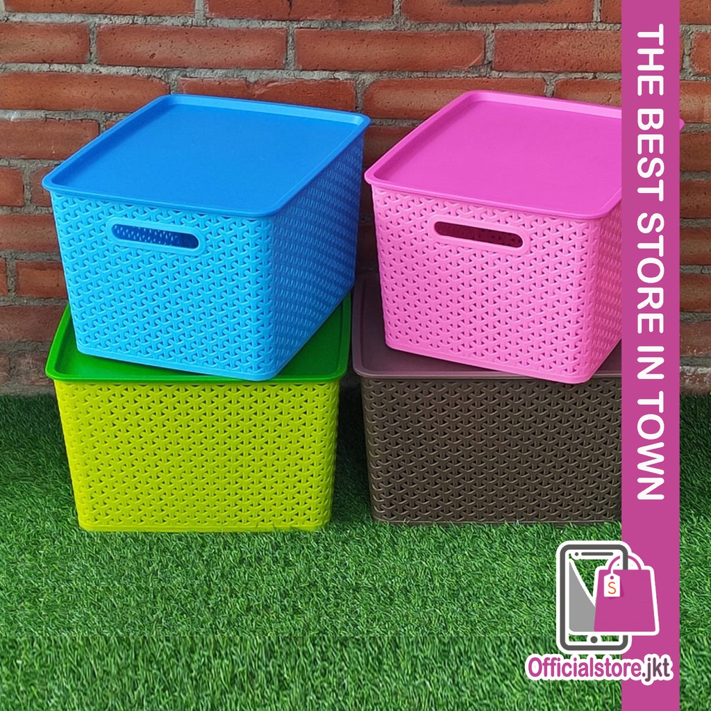 OSJ - Keranjang serbaguna dengan tutup ukuran L - Keranjang AMERTA