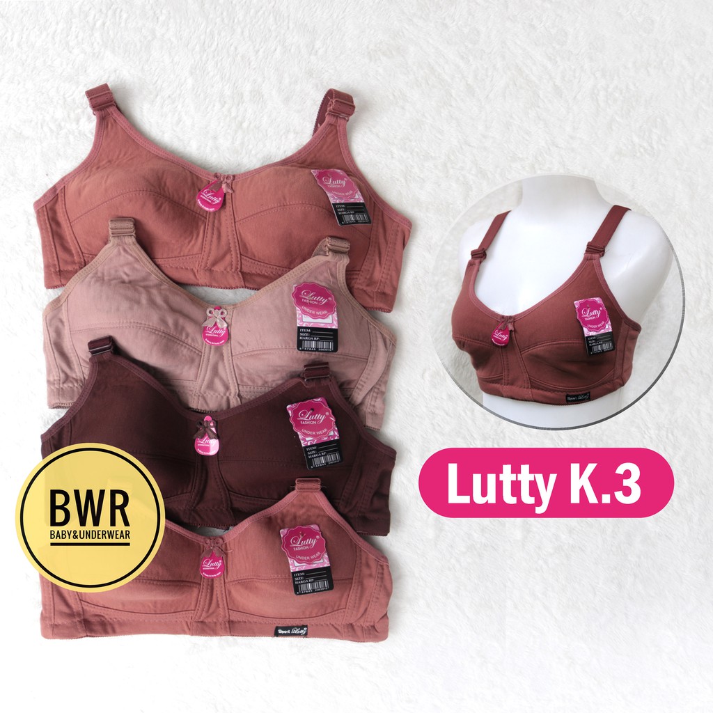 BH Sport JUMBO 40-46 LUTTY / LUTINO KANCING 3 | Bra Tanpa Busa Tanpa Kawat Kait 3 Non Kawat - Bwr