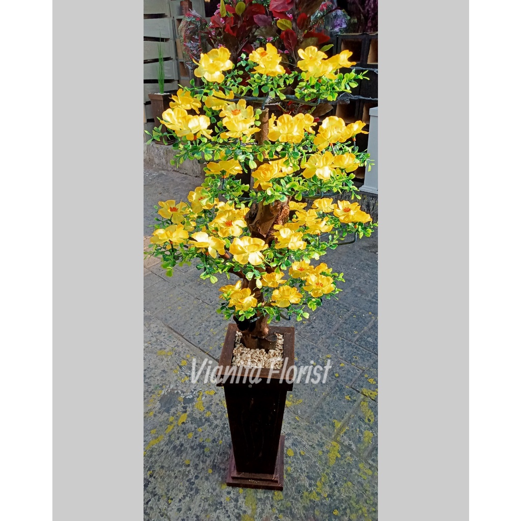 Artificial bunga hias sudut ruangan semanggi tinggi 1 meter plus pot