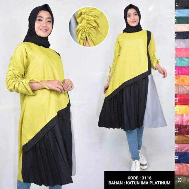NEW MODEL • TUNIK KATUN IMA KOMBINASI • TUNIK KATUN IMA REMPEL BAWAH • 3116