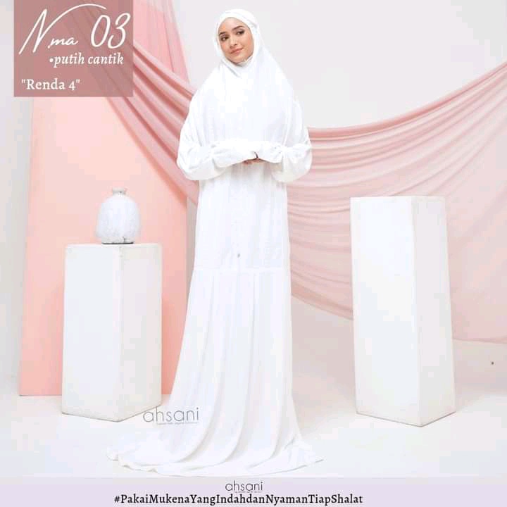 Ahsani - Mukena Premium N.ma 03 [ Renda 4 ] " Putih Cantik "