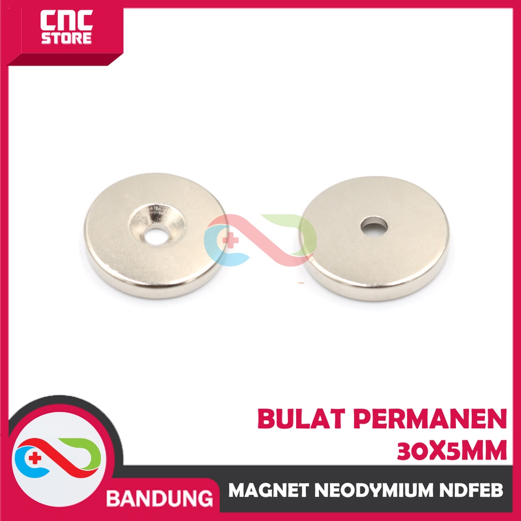 MAGNET NEODYMIUM NDFEB BULAT LUBANG PERMANEN 30X5MM