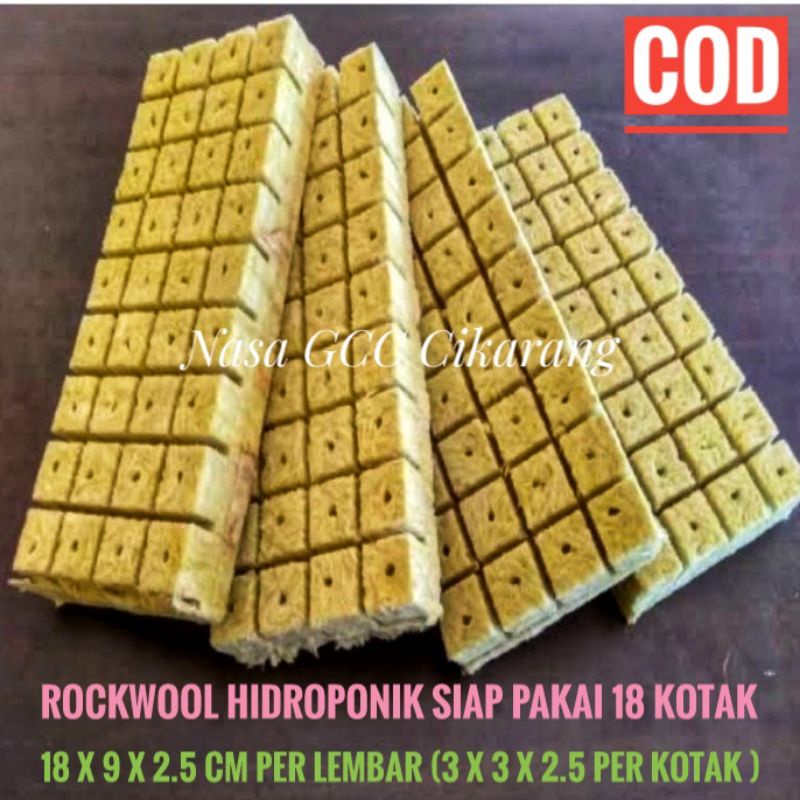 ROCKWOOL HIDROPONIK SIAP PAKAI 18 KOTAK 3 x 3 x 2.5 CM