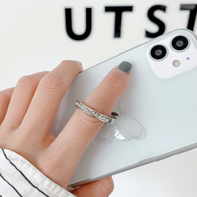 Ring Holder Transparan Ultra Tipis Rotasi 360 ° Hias Berlian Untuk Smartphone Universal