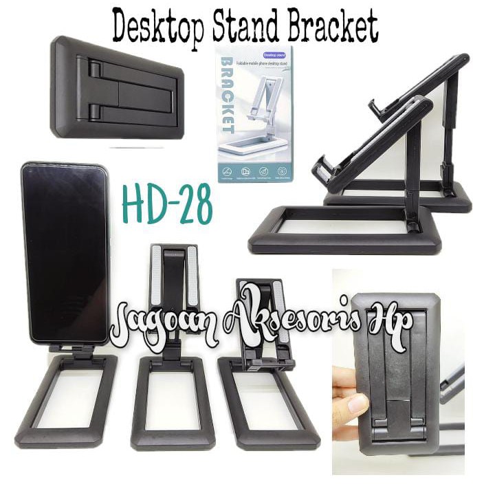 HD-28 Desktop Stand Bracket Folding Phone Holder Lipat Stand HP di Meja Adjust Up and Down