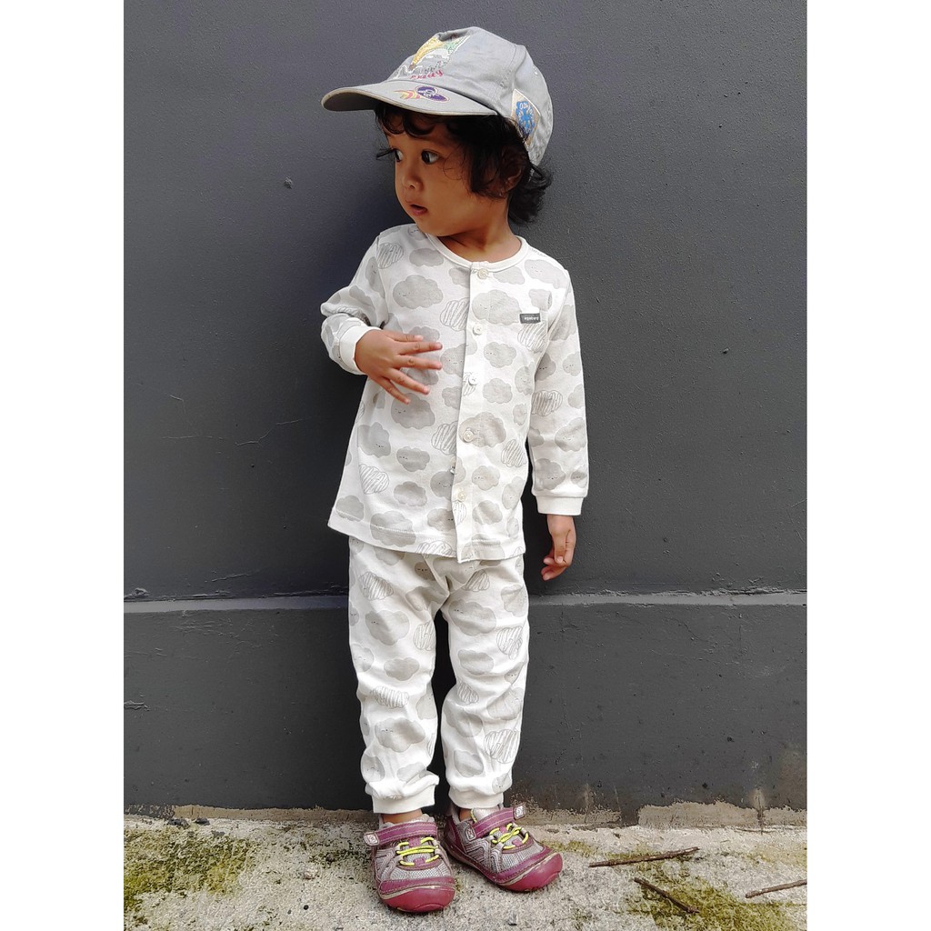 Setelan Baju Anak Bayi Korea Motif Awan Agabang Bahan Katun Premium
