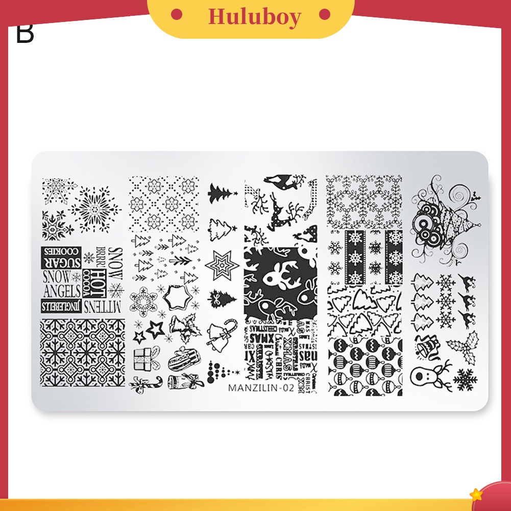 Huluboy Huluboy♡ Plat Stempel Print Snowflake / Santa / Snowman Untuk Dekorasi Nail Art