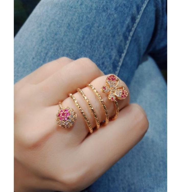 Koleksi Terbaru.. (Anti Karat) CINCIN SPIRAL KUPU KUPU LAPIS EMAS