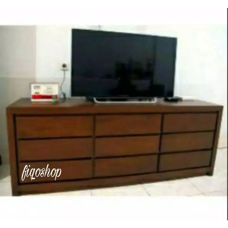 Bufet Meja Tv Laci 9 Minimalis Modern Kayu Jati Furniture Jepara