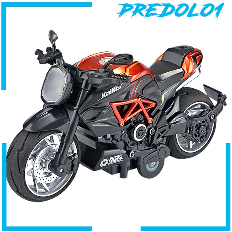 [PREDOLO1] Metal Diecast 1/12 Sport Motorcycle Model Pull Back Motorbike with Music Light for Boys Collection