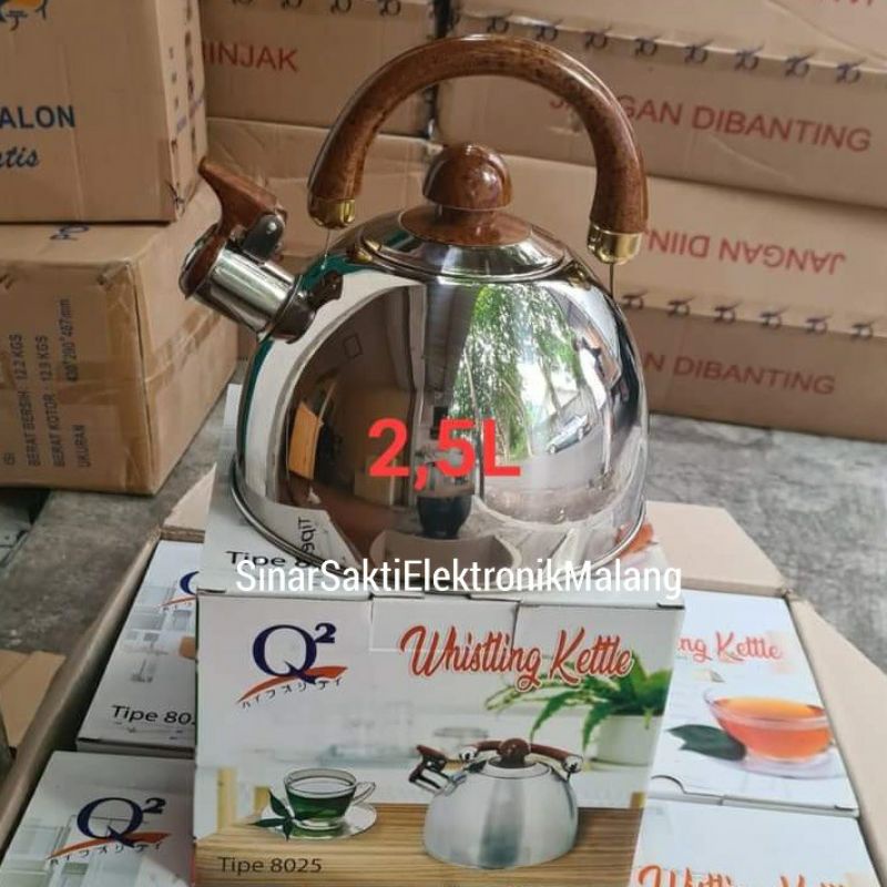 Kettle Ceret Teko Air Bunyi Siul Stainless Steel qq q2 2,5 Liter 2.5 L Whistling Kettle