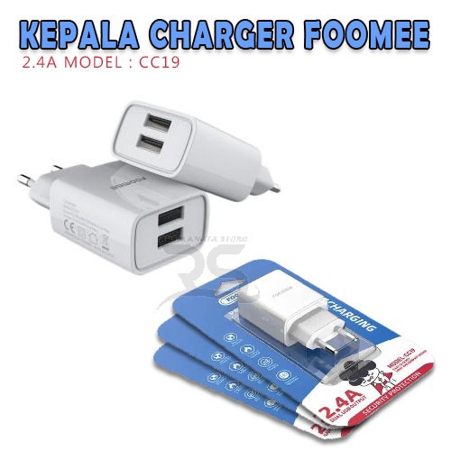 Adaptor Batok Charger Foomee CC19 Dual USB Port Adapter Original 2.4A