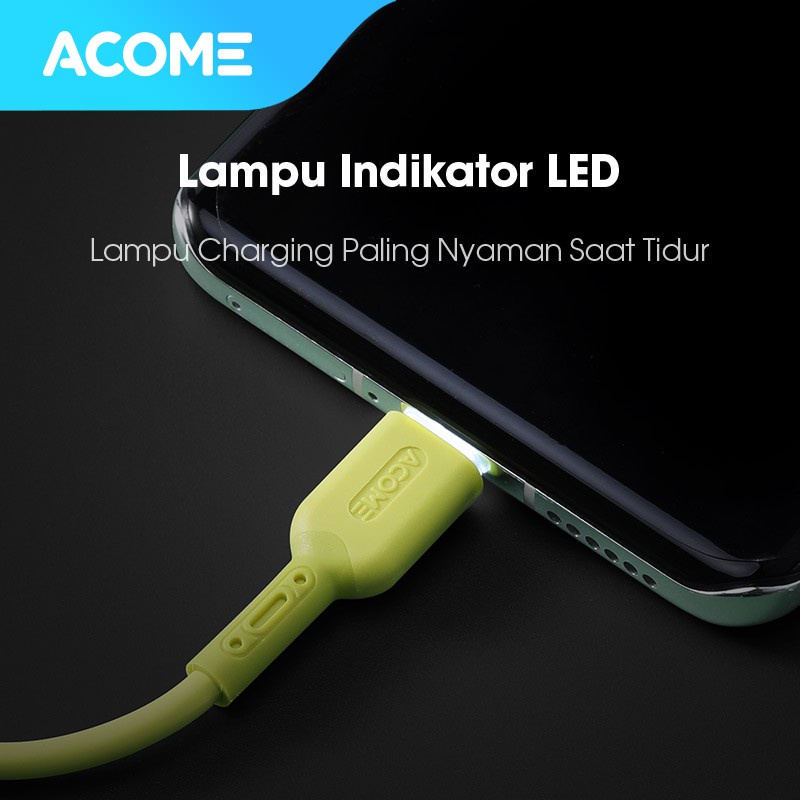 ACOME Kabel Fast Charging 100cm Varian Warna-Warni Trendy AEM-010 AEC-010 AEL-010 Garansi 1 Tahun