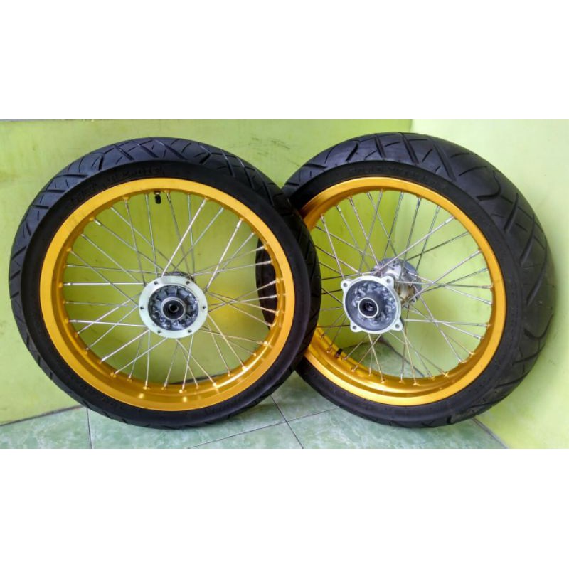 roda set velg set ban set supermoto klx atau klx dtracker warna gold