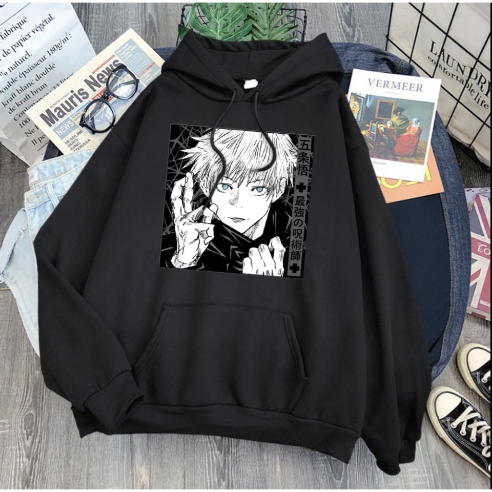 SATORU GOJO ILUTION ANIME Jumper Hoodie II Sweater Hoodie Anime II Sweter Oblong Topi Sz M - XL ( Pria &amp; Wanita / Anak &amp; Dewasa )