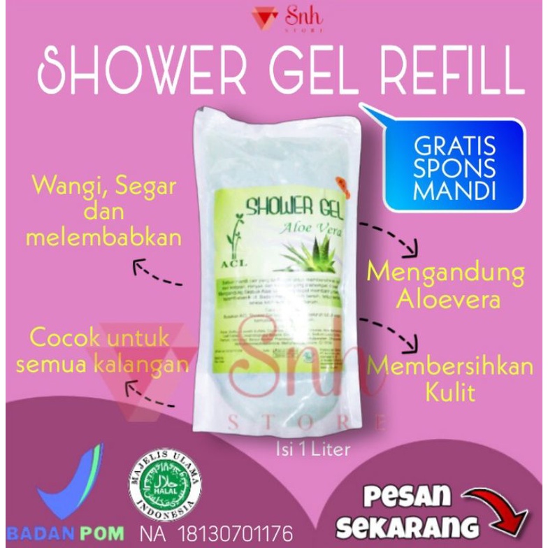 SHOWER GEL ALOEVERA 1L REFILL/Sabun cair Mandi/Sabun mandi cair/sabun cair refill/body wash 1000ml/body wash refill/body wash whitening/sabun mandi murah/sabun mandi cair murah/sabun mandi cair 1 liter/sabun cair murah