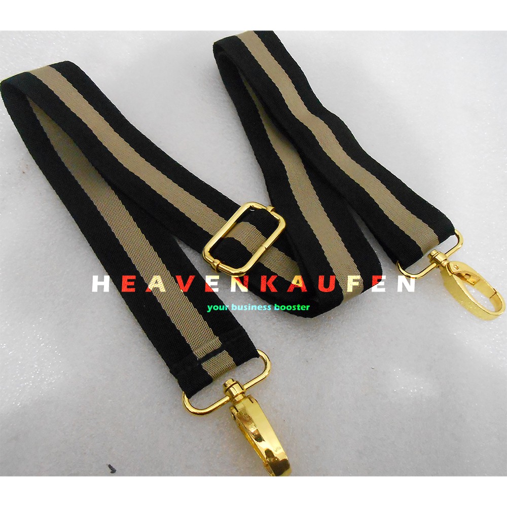 Strap Tas / Tali Selempang Tas Wanita 3,8 cm Hitam - Cream Kait Gold Emas