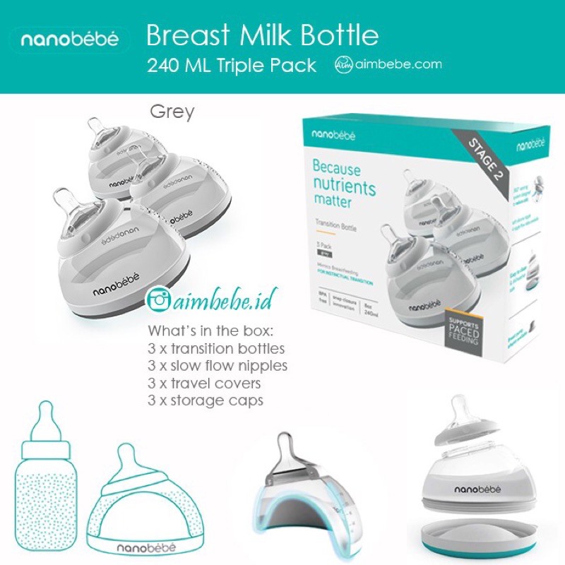 Nanobebe Breast Milk Bottle - Nutriotion Matters 240ML