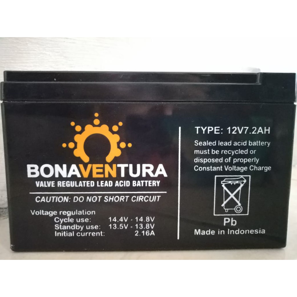 Aki UPS / Aki kering VRLA Bonaventura 12v 7.2Ah / Aki Solar Cell Murah