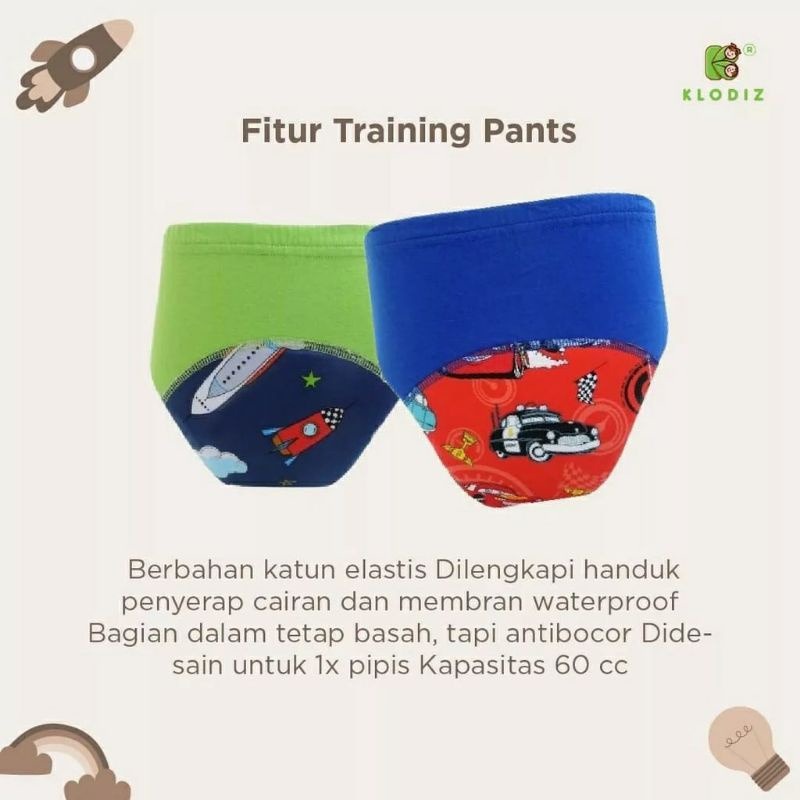 Clodi Training Pants Pipis Bayi Anak Celana Dalam Tatur Popok Cloth Diapers Ukuran XL BB 14- 17 Kg