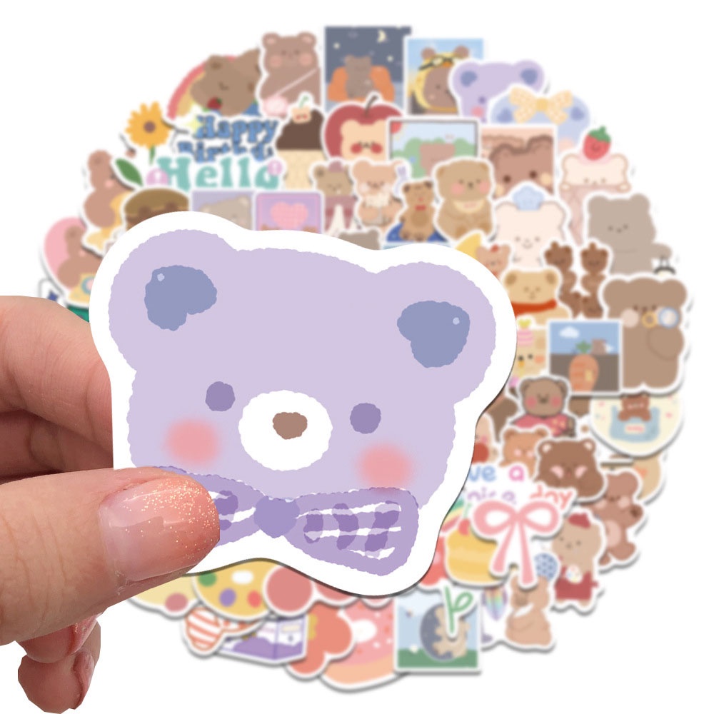 【COD Tangding】102pcs / Set Stiker Graffiti Kartun Beruang Gaya Korea Anti Air Untuk Dekorasi Koper / Motor / Notebook