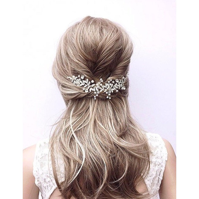 LRC Aksesoris Rambut Fashion Silver Diamond Flower Alloy Insert P59266