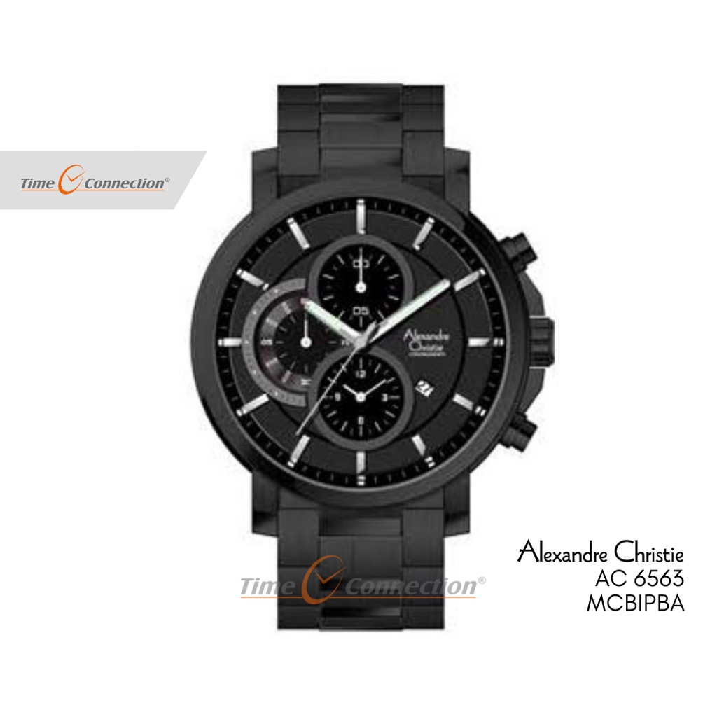 Alexandre Christie AC 6563 MCBIPBA Full Hitam Original / Jam Tangan Pria Analog Rantai / Full Black 