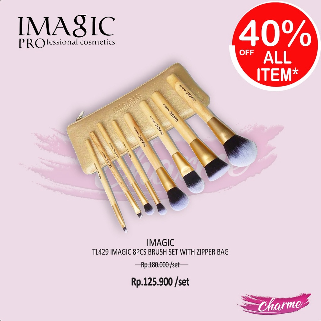 (READY &amp; ORI) IMAGIC 8pcs Brush Set With Zipper Bag TL429 TL 429