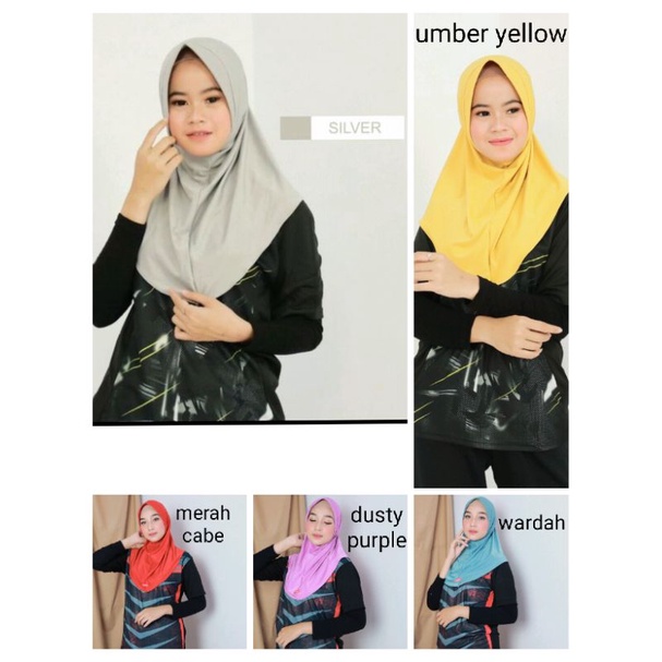 Kerudung khimar instan pet Jersey Premium Hijab Sporty Olahraga Volly Basket Futsal-1