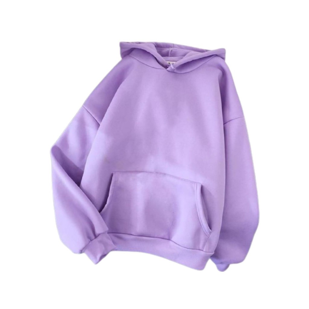 Jaket hoodie wanita fleece ungu lilac polos- sanscollection