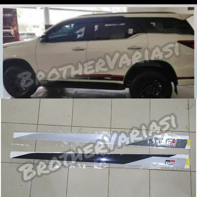 Stiker Body Samping GR SPORT FORTUNER 2016 HITAM SILVER