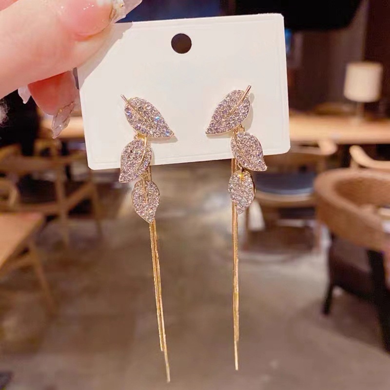 Anting Gantung Panjang Model Rumbai Silver 925 Dengan Mutiarabatu Zircon Untuk Wanita