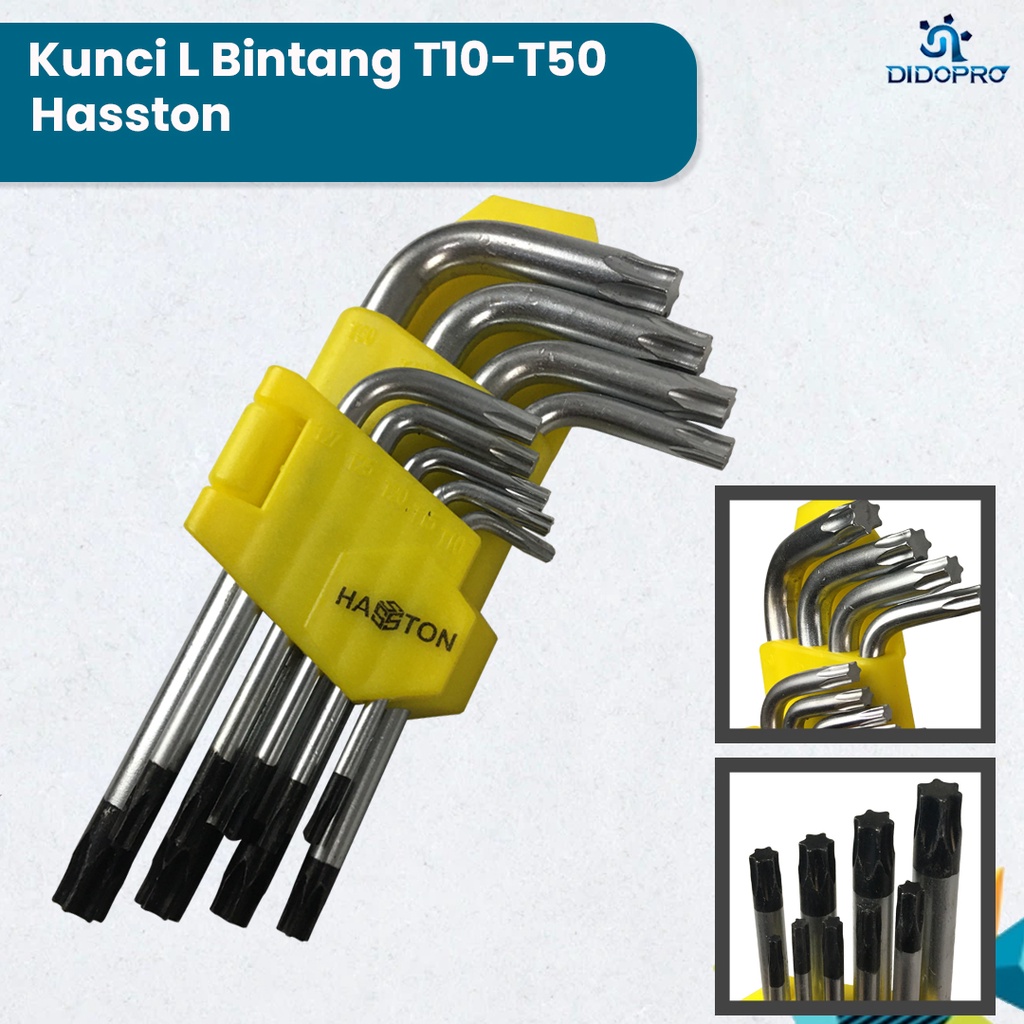 KUNCI L BINTANG PENDEK SET ISI 9 PCS HASSTON PROHEX T10-T50