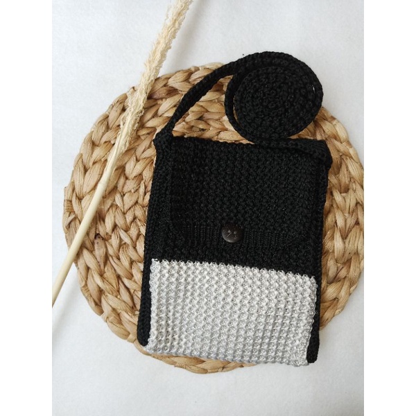 Ayesha_Aisyiyah two color/Tas Rajut Kombinasi 2 warna/Tas Hp Two color/TAS Selempang rajut/Sling bag