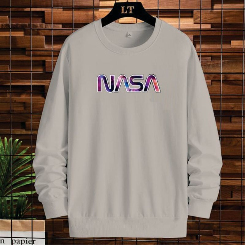 Sweater crewneck pria wanita NASA GALAXI termurah/basic pria wanita terbaru bahan fleece tebal